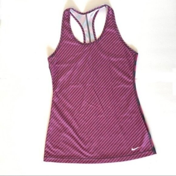 Nike striped racerback tank, pink & gray, size: M - Picture 1 of 7